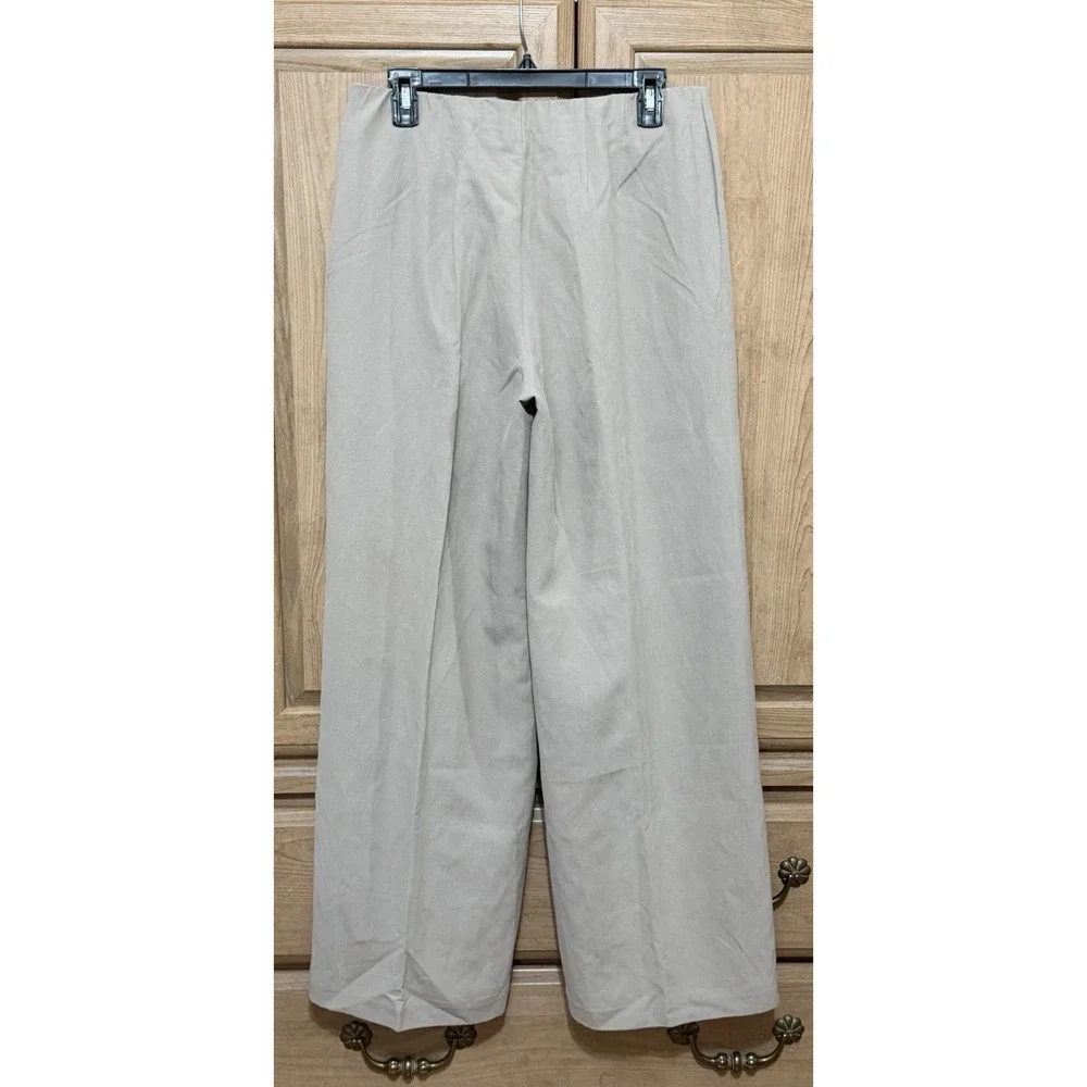 NWT Coldwater Creek Silk & Linen Wide Leg Pants Women's 12 Holly Fit Side Zip